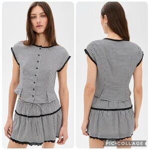 NWTReformation Valetta Two Piece Dress in Remy Black and White Check Size 0